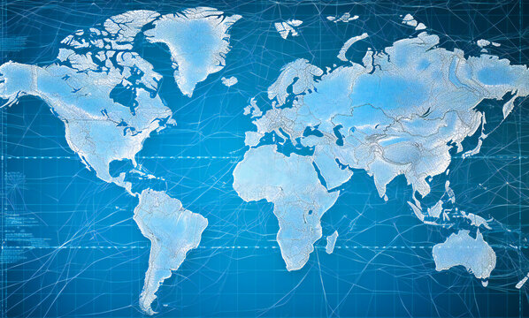 world travel map on a blue background