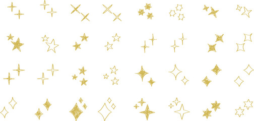 シンプルな星・キラキラのアイコンセット　黄色　　simple shining icon set