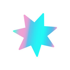 Fototapeta premium Holographic sticker y2k in the form of a seven-pointed star isolated on a white background. Rainbow vector gradient element, cute neon patch.