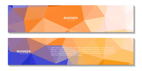 Obraz na płótnie Canvas set of banners with abstract blue orange colorful geometric background with triangles