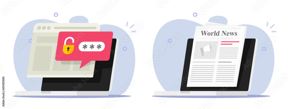 Poster password sms notice security message website vector icon 3d, internet virtual press media news read 