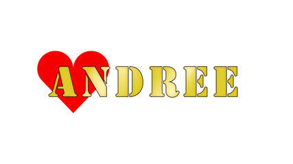 Andree, in Catalan Spanish and very popular name, common all over the world. graphic illustration, neutral background. birthday, events, birth, baptism, news. 