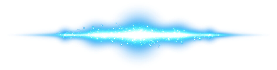 Blue horizontal lens flares. Laser beams, horizontal light rays. Beautiful light flares. Glowing streaks on transparent background.