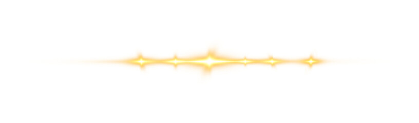 Yellow horizontal lens flares. Laser beams, horizontal light rays. Beautiful light flares. Glowing streaks on transparent background. 