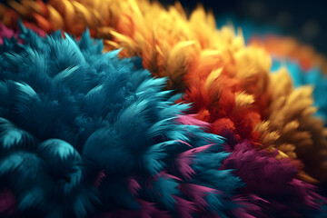 Obraz premium Vibrant World of Colorful Feathers, background. Generative AI