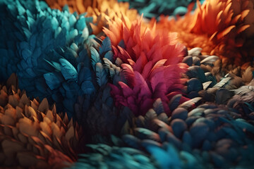 Fototapeta na wymiar Vibrant World of Colorful Feathers, background. Generative AI