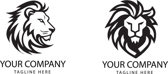 Set of lion heads logo isolated on white background © artful