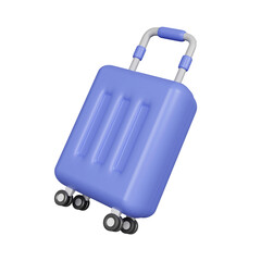 Obraz premium 3D Blue Suitcase. Travel packing icon. icon isolated on white background. 3d rendering illustration. Clipping path..