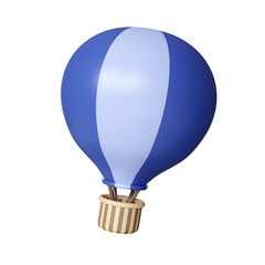 Obraz premium 3D Blue Balloon craft traveling icon concept. icon isolated on white background. 3d rendering illustration. Clipping path..