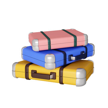 3d Pack of Suitcase. Travel packing icon. icon isolated on white background. 3d rendering illustration. Clipping path..