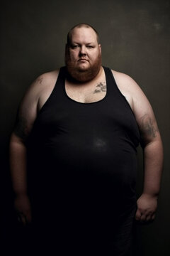 Overweight man. Concept of weight gain and unhealthy lifestyle