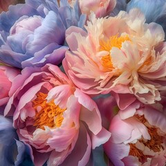 Peony flowers artistic illustration. Generative AI