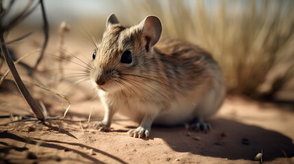 Kangaroo rat in desert. Generative AI