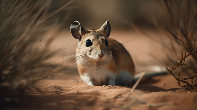 Kangaroo rat in desert. Generative AI