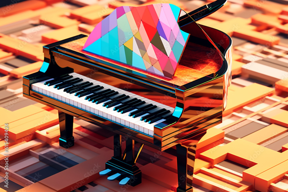 Aufkleber a trending image showcases an abstract geometric representation of a piano, with its keys depicted a