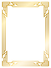 Art Deco gold frame vintage frame line geometric wedding label card frame png transparent background