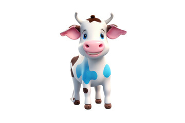 Cute cow with happiness cartoon style isolated on transparent background. Generative Ai