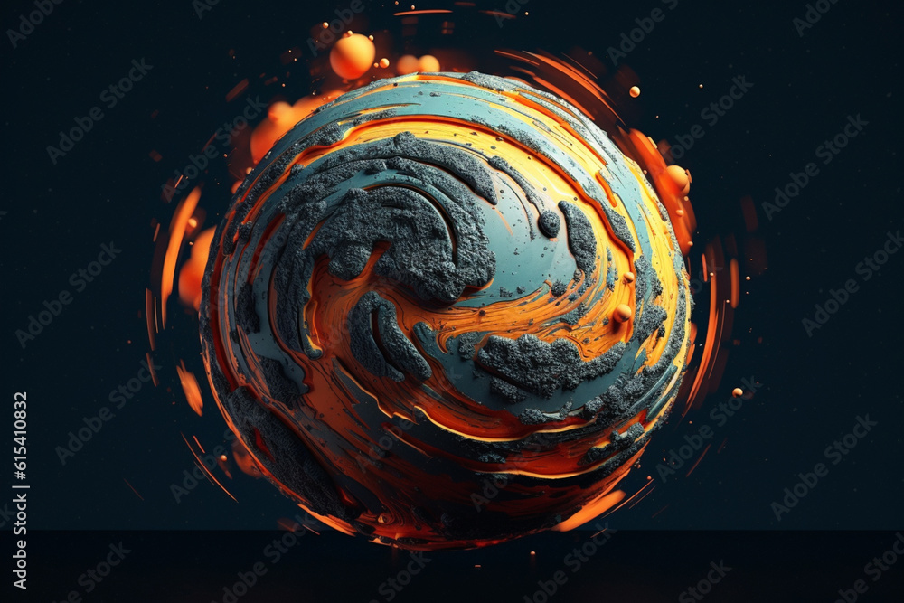 Aufkleber abstract planet in a geometric style, with sharp edges and intersecting shapes, creating a visually striking and modern representation of a celestial body. Generative AI technology