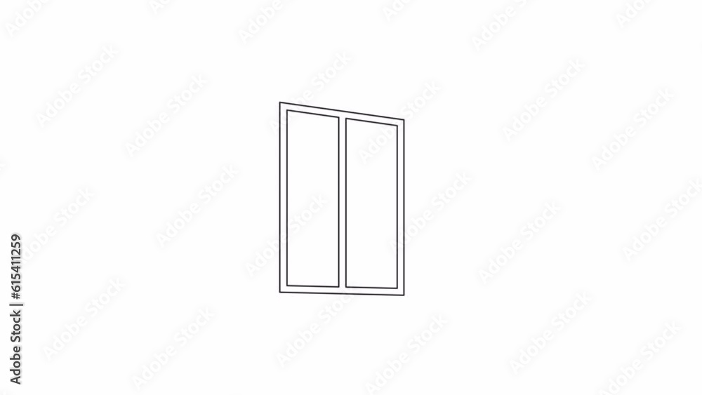 Poster blink light in window bw animation. black and white thin line icon 4k video for web design. outside 