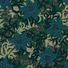 Green Floral Seamless Pattern Background