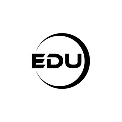 EDU letter logo design with white background in illustrator, cube logo, vector logo, modern alphabet font overlap style. calligraphy designs for logo, Poster, Invitation, etc.