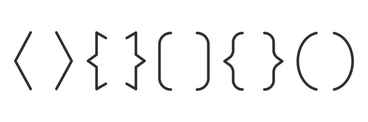 Text brackets, quote, banner icon set