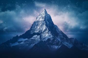 Fototapeta na wymiar Landscape with a mounteain in blue colors. Concept of a way to success. Created with Generative AI