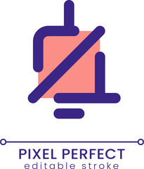 Obraz premium Mute notification sound pixel perfect RGB color ui icon. Silent mode. Simple filled line element. GUI, UX design for mobile app. Vector isolated pictogram. Editable stroke. Poppins font used