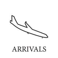 Symbol of landing information. Arrivals icon symbol for information board airport, Llegadas icon,