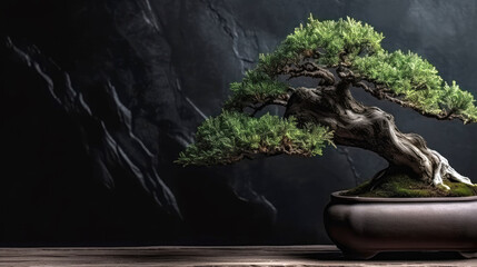 Bonsai tree background with space for copy. Generative AI