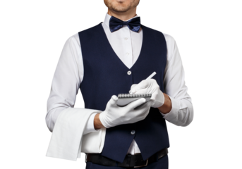Waiter writing down the order, cut out
