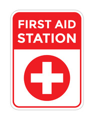 first aid station sign, cross, vector illustration 