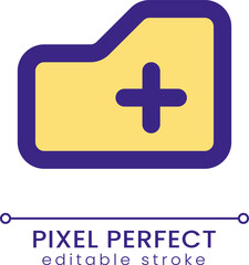 Add to folder pixel perfect RGB color ui icon. Upload data. Computer storage. Simple filled line element. GUI, UX design for mobile app. Vector isolated pictogram. Editable stroke. Poppins font used