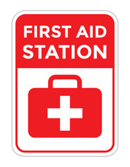 first aid station sign, cross, vector illustration 