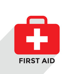 Obraz premium first aid station sign, bag, cross, vector illustration 