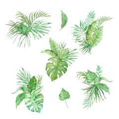 Foto op Plexiglas Tropische bladeren Watercolor bouquet of bright tropical leaves