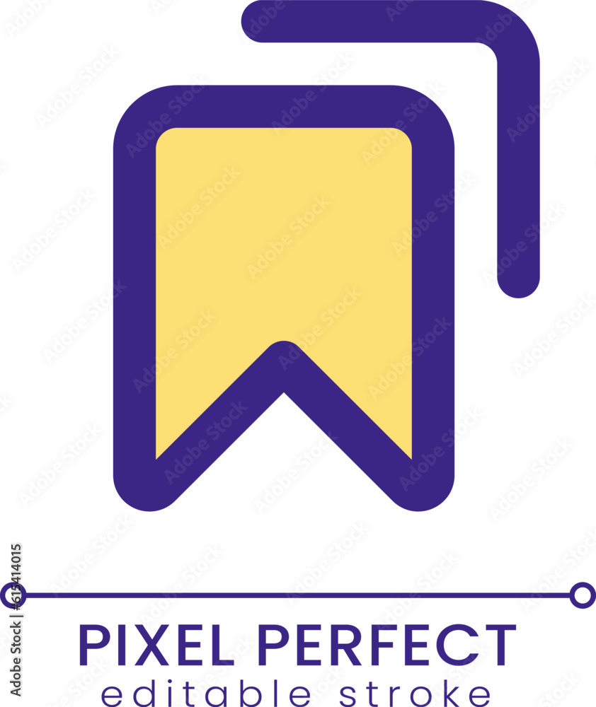 Poster saved messages pixel perfect rgb color ui icon. selected chat history. simple filled line element. g