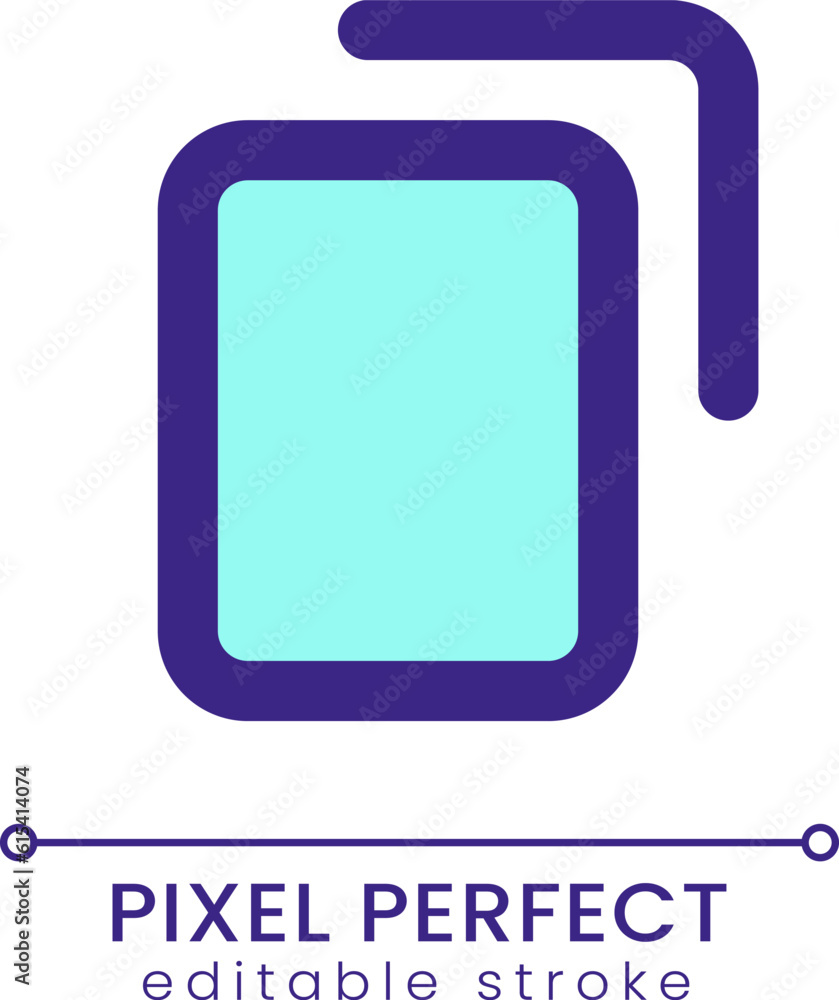 Poster copy pixel perfect rgb color ui icon. duplicate digital file and text. simple filled line element. g