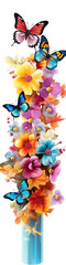 Fototapeta na wymiar Border, frame. Butterfly abstract collage made from fresh summer flowers. Isolated