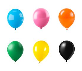 Color balloons set on white background