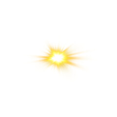 Fototapeta premium Golden star and sparks isolated on transparent background. Flares and sunbursts. Glowing light effects. PNG.