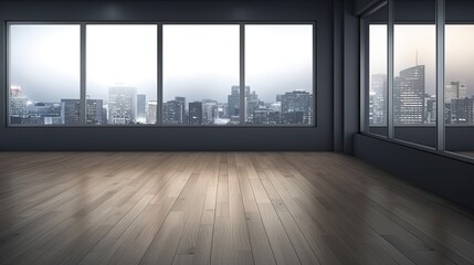 Obraz na płótnie Canvas Perspective view on empty blank office space mockup interior, Generative AI