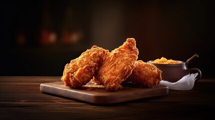 Commercial Photography of some Chicken Wings over the Table, Studio Lighting, Insane Vibrance. Generative AI.