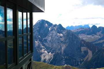 view from the top of the mountain dolomites Italy