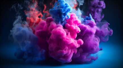 a circle of cloudy smoke with various purple colors