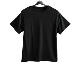 Black casual empty t-shirt. Transparent background. Generative AI.