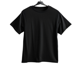 Black casual empty t-shirt. Transparent background. Generative AI.