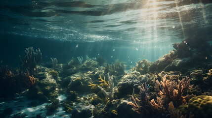 Fototapeta premium Unveiling the Wonders of the Underwater Realm. Generative AI