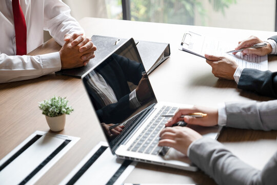 Man having interview with recruiter.