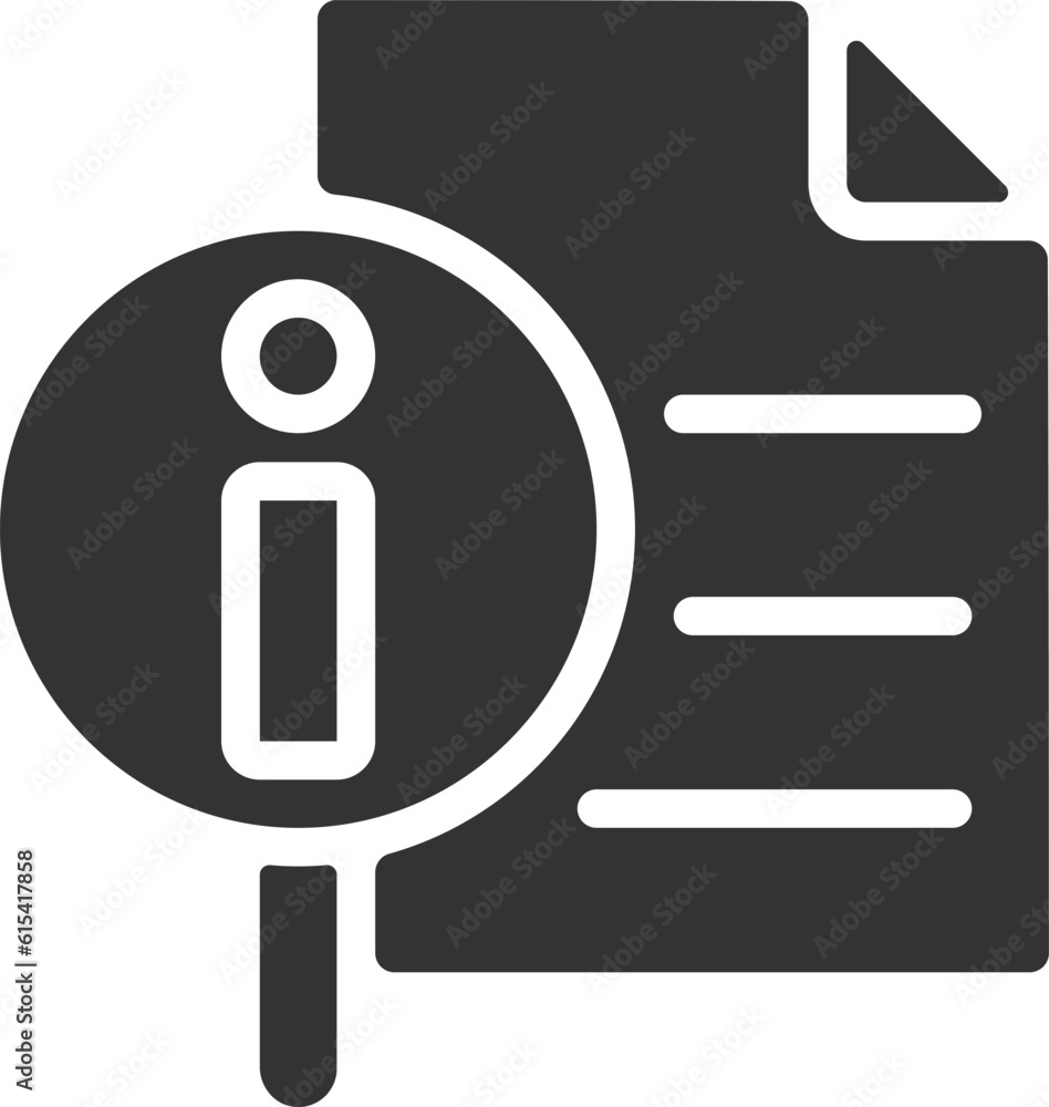 Poster get more information black glyph icon. list of answers on common questions. search data. document an